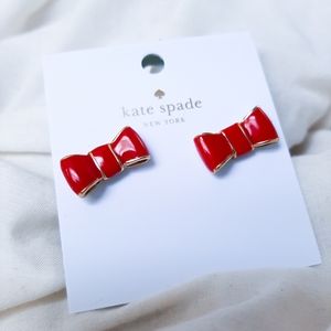kate spade red gold take a bow stud earrings